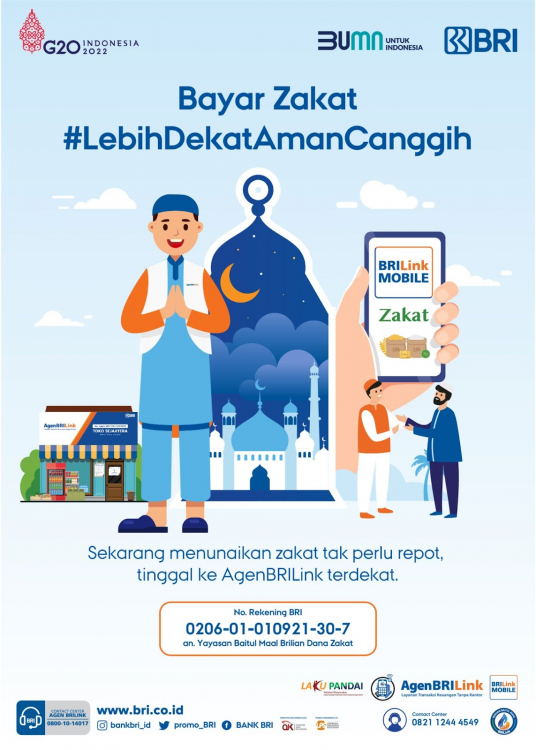 Bayar Zakat #LebihDekatAmanCanggih bersama AgenBRILink